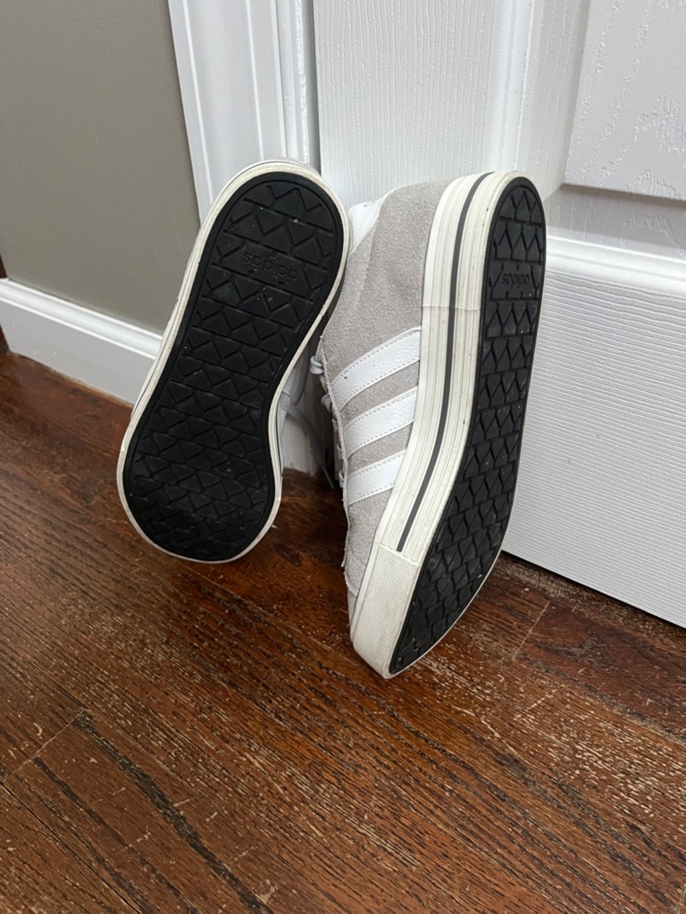 adidas Light Gray Suede Low-Top Sneakers with White Stripes - Picture 3 of 4